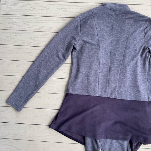 LOGO Lounge Navy/Plum Faux Suede Waterfall Collar Cardigan XXS - Picture 8 of 10